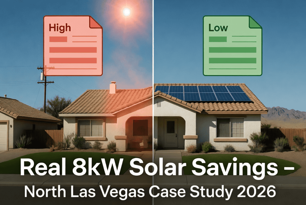 “Real Before vs After: 8kW solar system in North Las Vegas – See how much one local family saved on their NV Energy bills.”