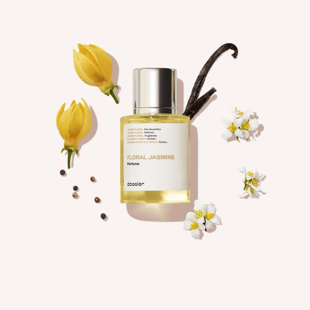 Dossier Floral Jasmine eau de parfum bottle and box, inspired by Tom Ford's Jasmin Rouge