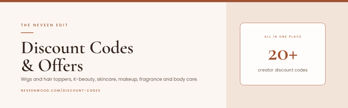 Discount codes and offers for wigs, hair toppers, K-beauty, skincare and beauty