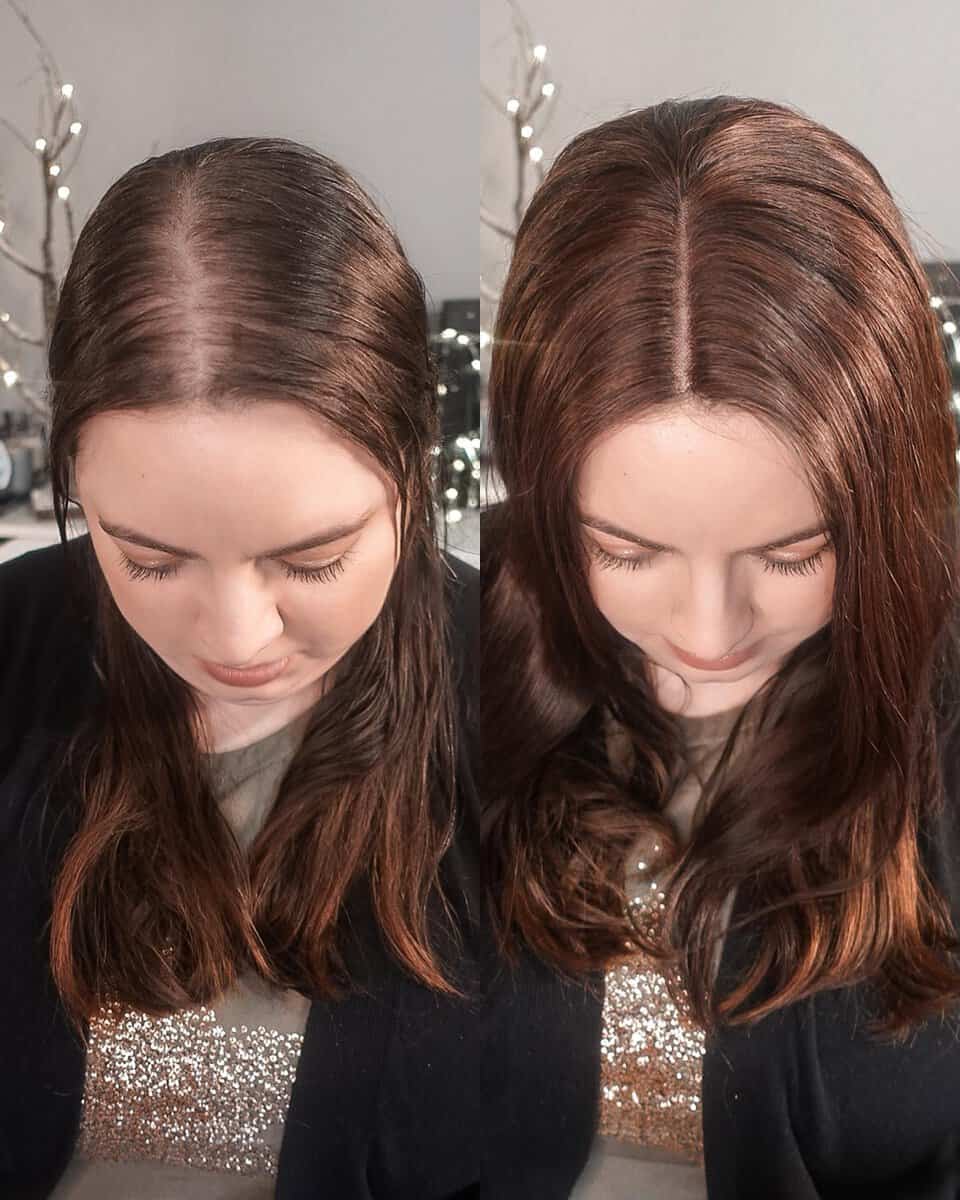 Neveen Wood wearing the Uniwigs Courtney hair topper, 7x8 mono part with a wefted back