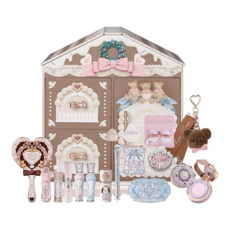 Flower Knows Dreamland Advent Calendar 2026 house box with all the products in front