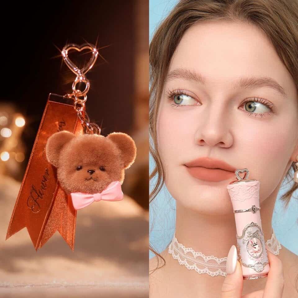 Flower Knows Christmas bear charm and the Bunny Garden Cloud Lip Cream