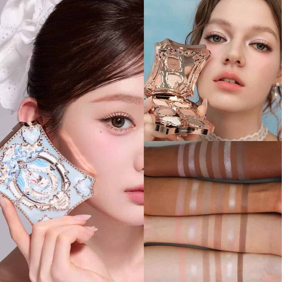 Flower Knows Bunny Garden 6-Color Makeup Palette with swatches