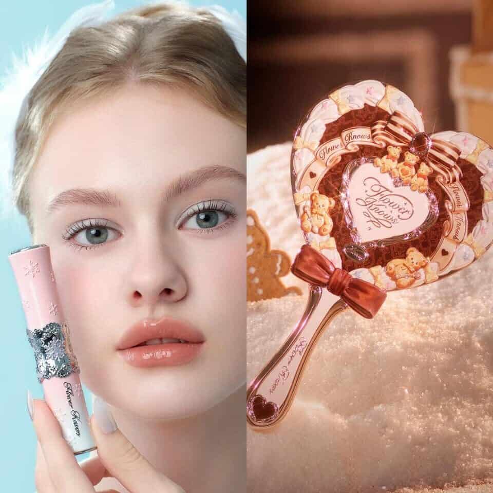 Flower Knows Snow Ballet Lip Duo and the Christmas Hand Mirror