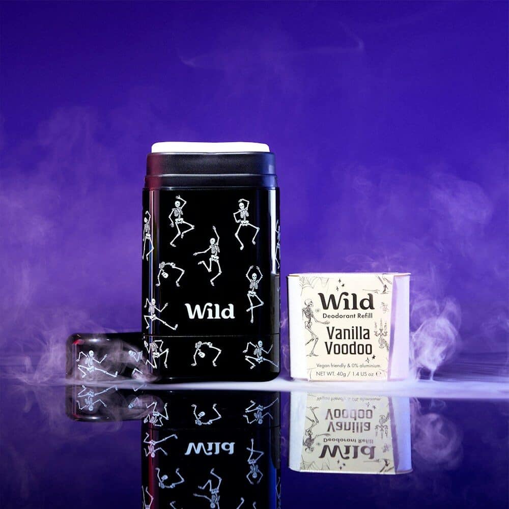 Wild Halloween Stick Deodorant Starter Pack with Dancing Skeletons case and 3 refills