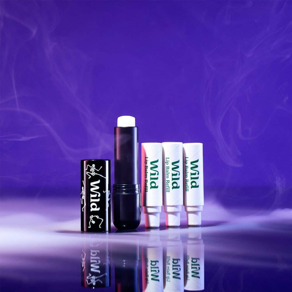 Wild Halloween Dancing Skeletons lip balm case with refills