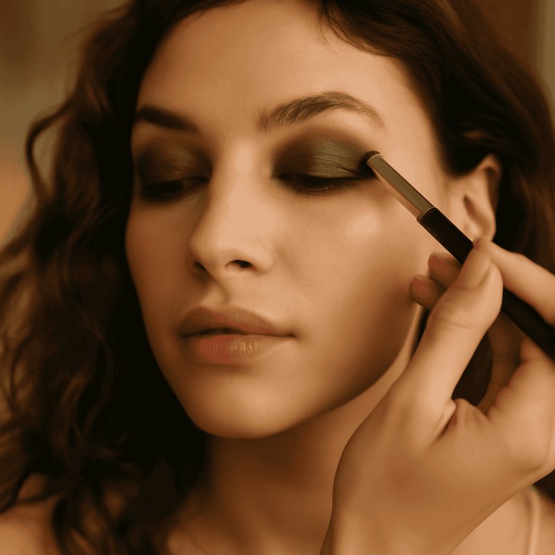 Editorial messy eye makeup with deliberately smudged shadow and blurred liner for a runway-inspired look
