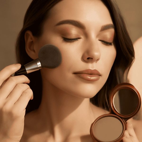 Cool-toned bronzer with taupe and rosy pigments that create natural dimension without orange cast