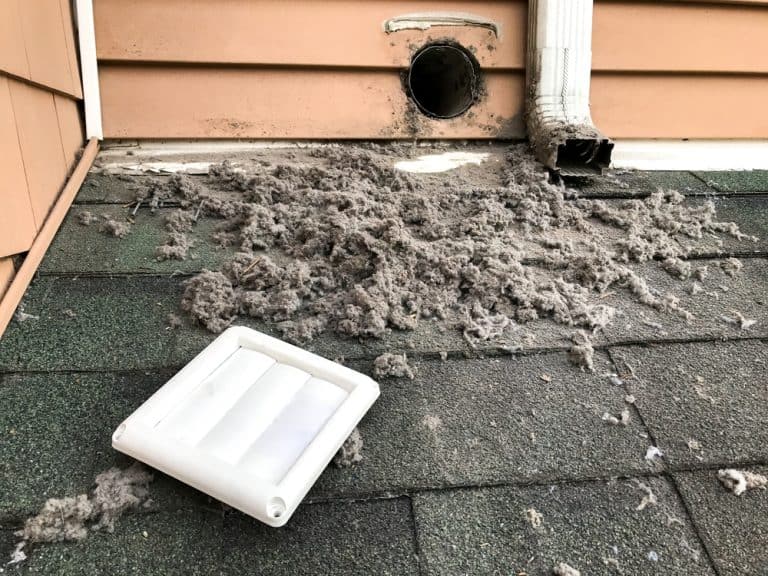 Dryer vent cleaning reveals massive lint buildup on roof - a sobering reminder of this common fire hazard.