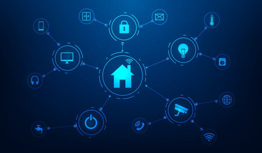 Smart home technology network connecting devices for enhanced security, convenience, and automation.