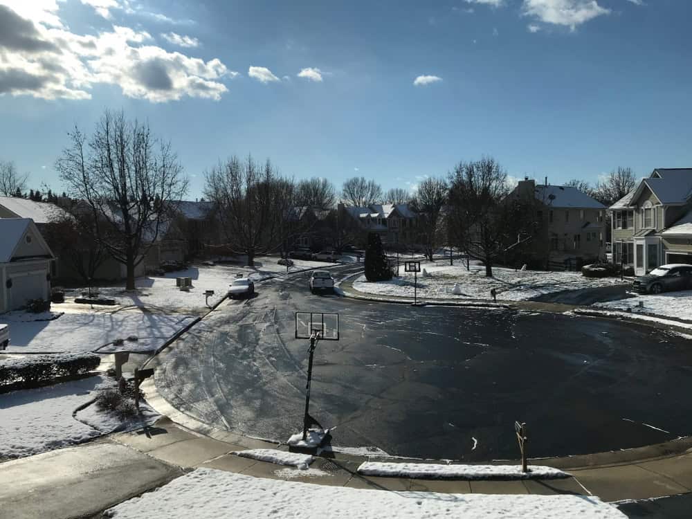 A residential street in Sterling after snow