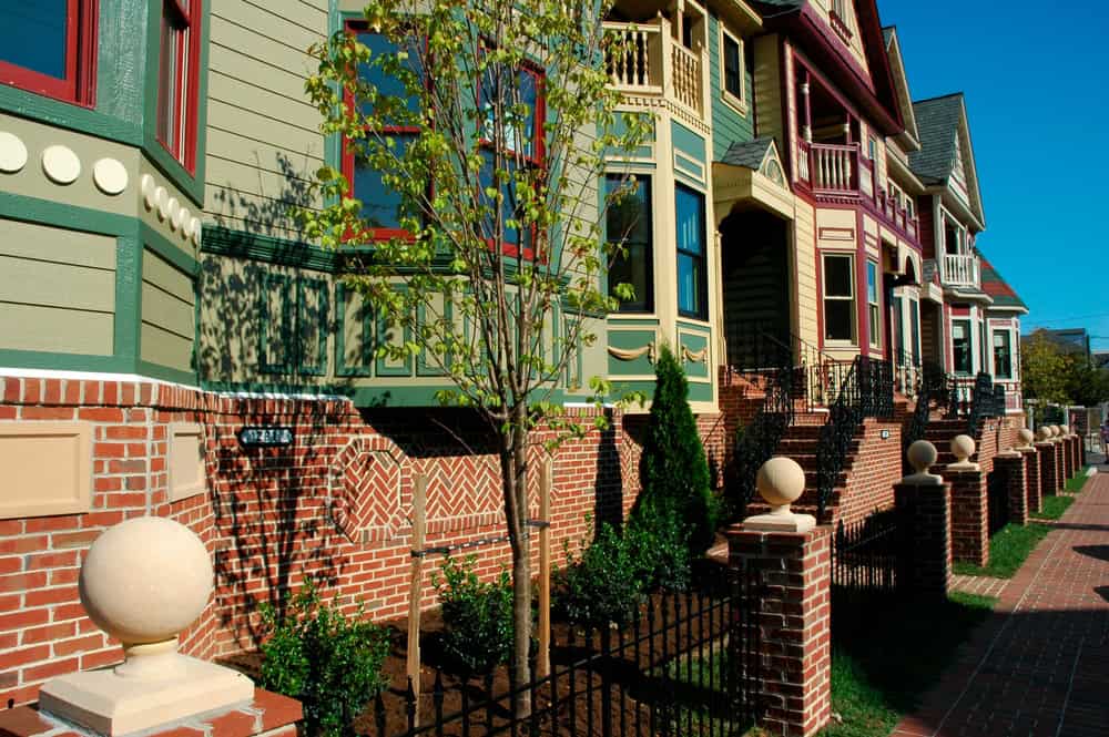 Colorful Victorian houses along a residential street