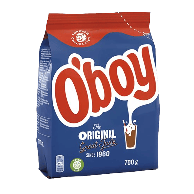 Øboy sjokoladepose, 700g, med blå og rød design, original smak.