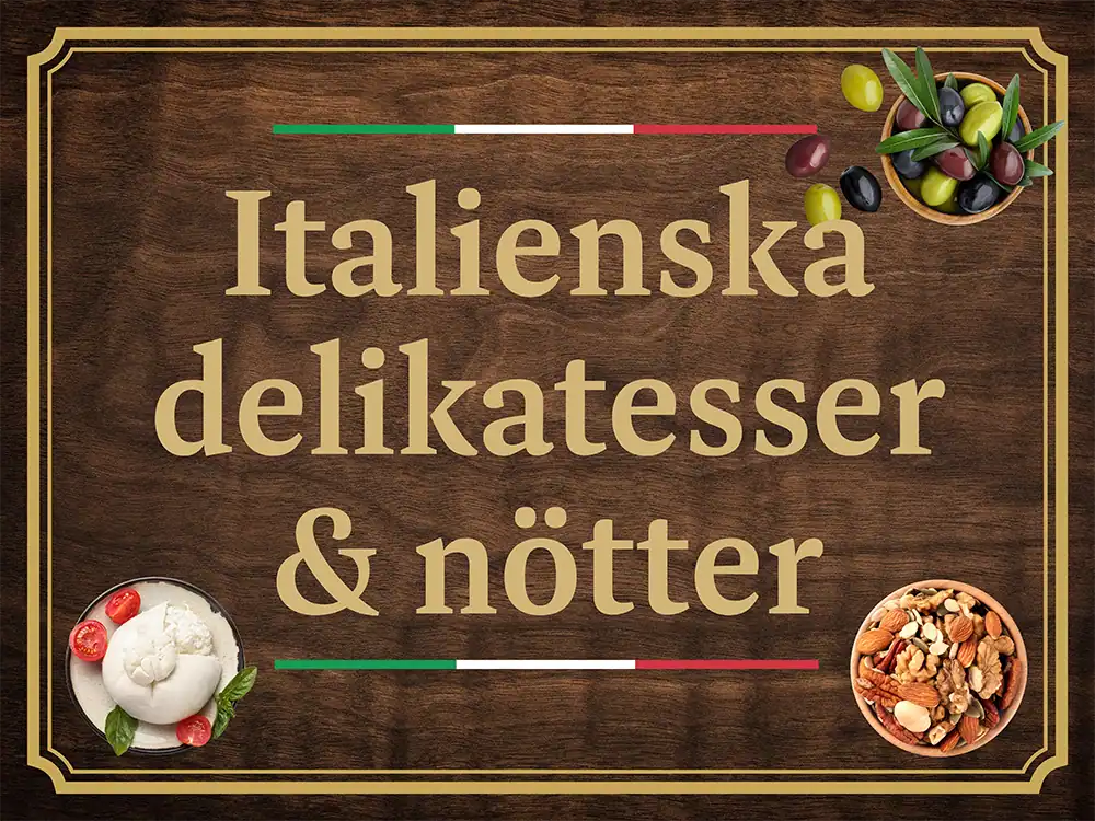Italienske delikatesser og nøtter på Nordby Shopping Center.