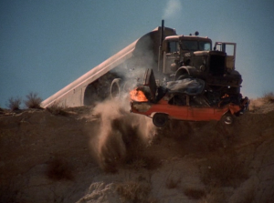 Is this screen grab from Never Give a Trucker an Even Break? Or is it from Steven Spielberg's Duel?  The answer is "yes"