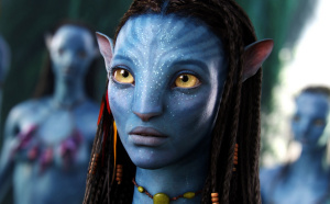 Zoe Saldana in blue. She'd later go green for Marvel.