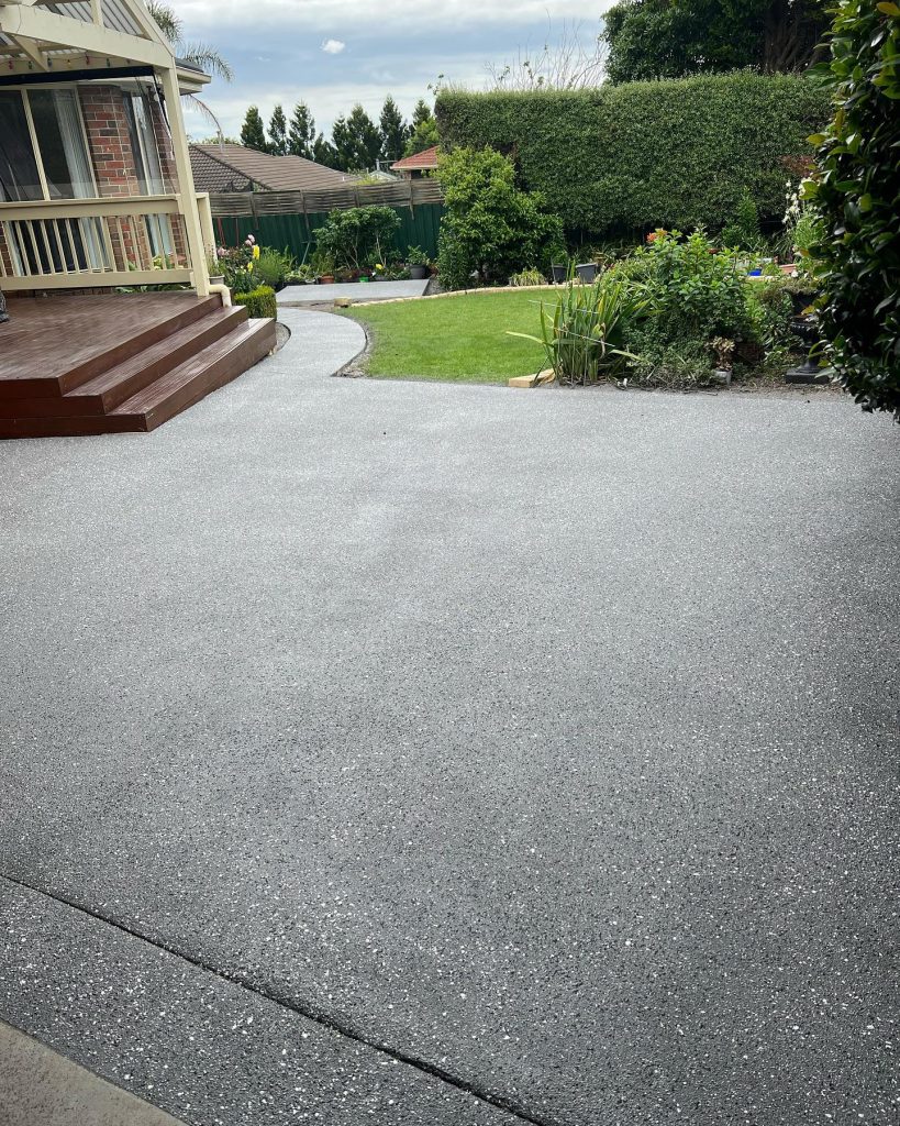 Imitation exposed aggregate concrete resurfacing Narre Warren driveway