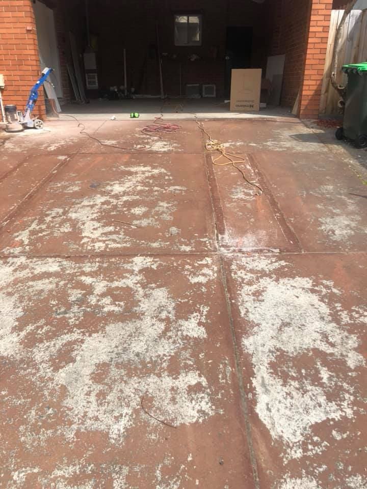 Old concrete driveway before stencil resurfacing Melbourne worn surface