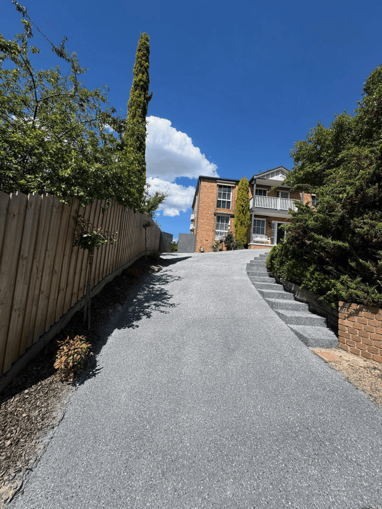 Decorative concrete resurfaced driveway in Melbourne after transformation showing modern durable finish