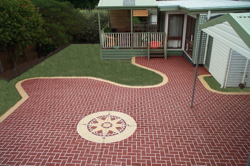 Stencil concrete resurfacing driveway Mornington Peninsula Melbourne decorative pattern