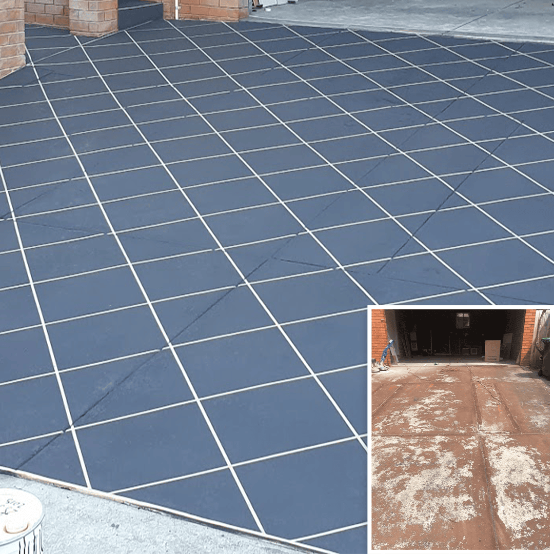 Bushrock stencil concrete resurfacing