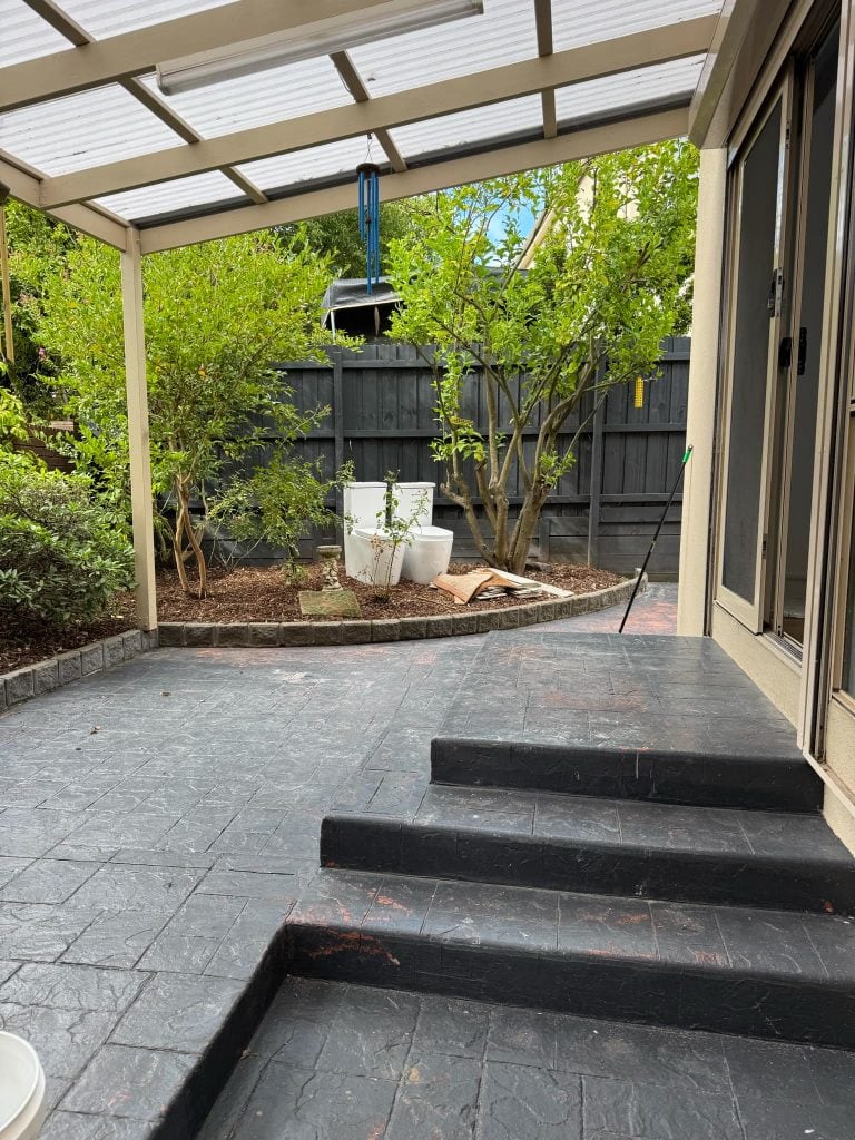 worn concrete coating before sealing melbourne patio