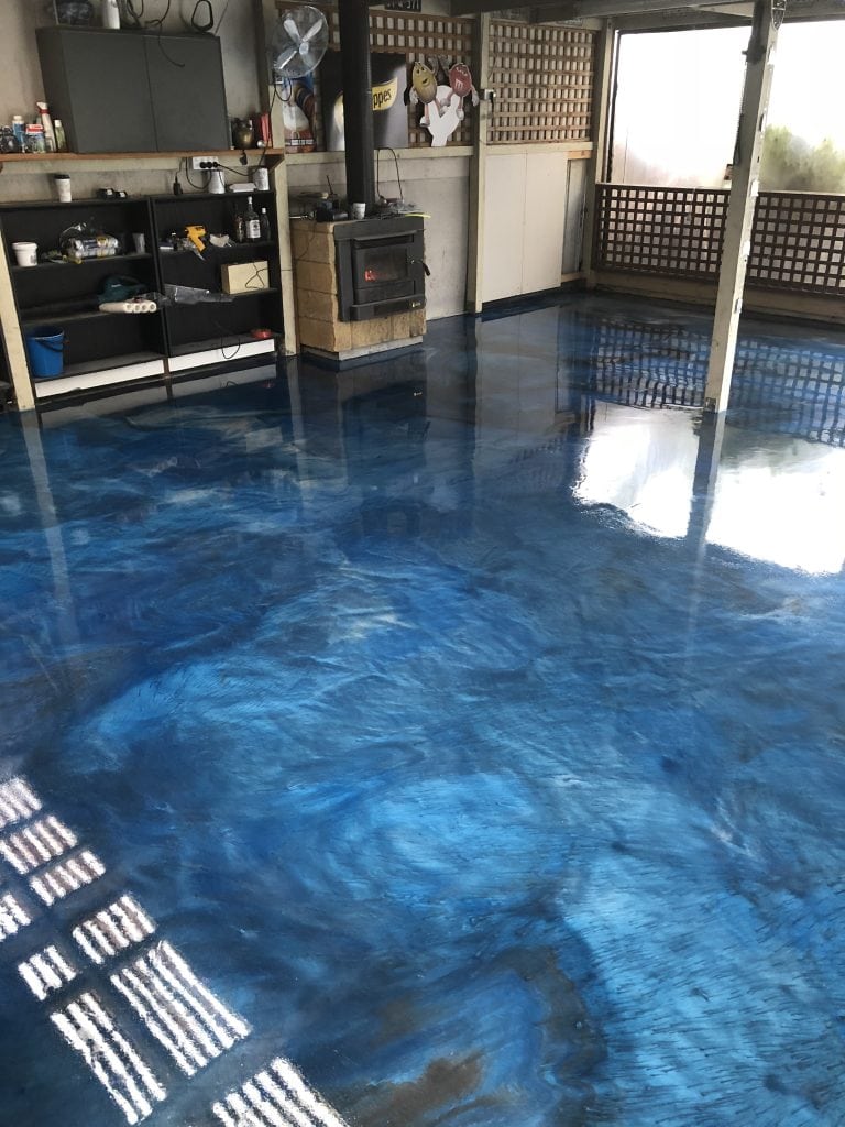 Metallic epoxy coating installed in an entertainment area in Cranbourne Melbourne