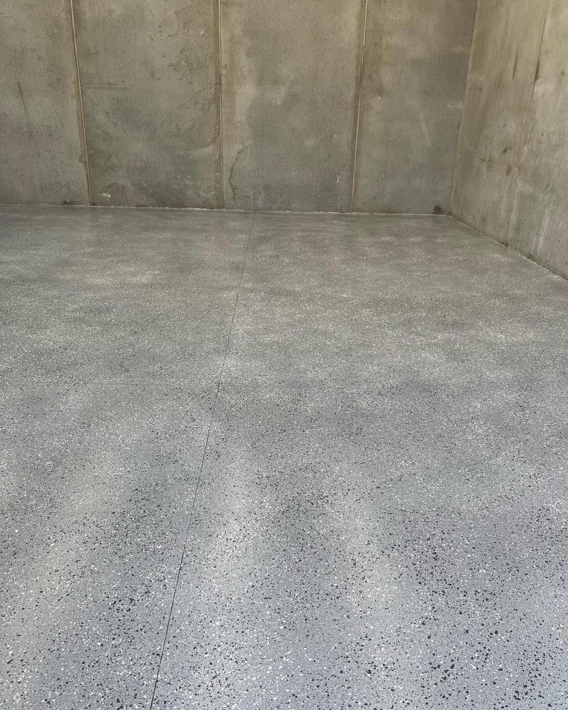 Water based epoxy flooring in factory with stippled stone finish