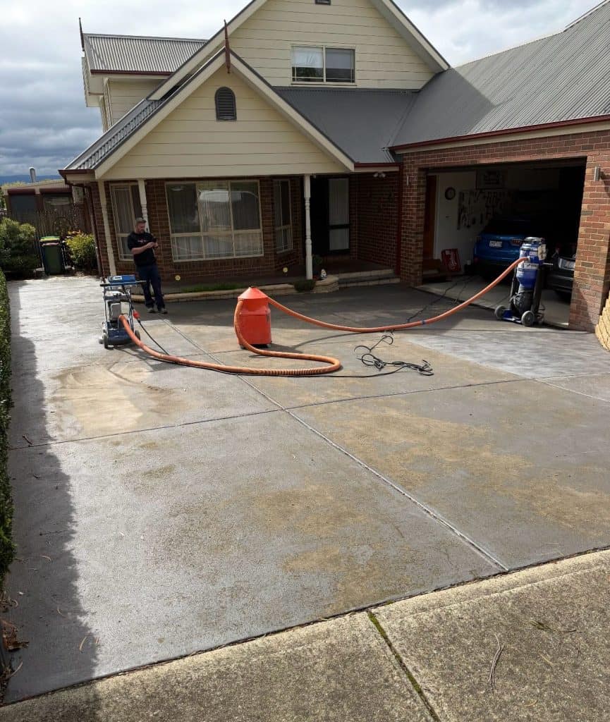 Residential concrete driveway before diamond grinding in Lynbrook Melbourne