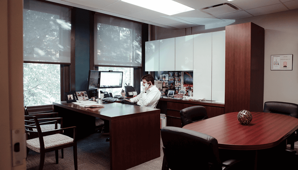 An employee using home closing technology.