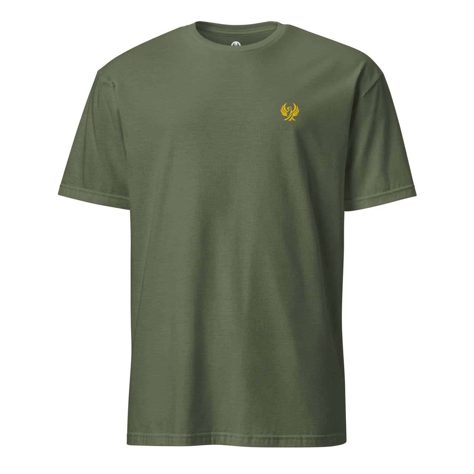 T-shirt Vert sauge brodé or de la collection OLMO lux, symbole de l’art de porter l’infini.