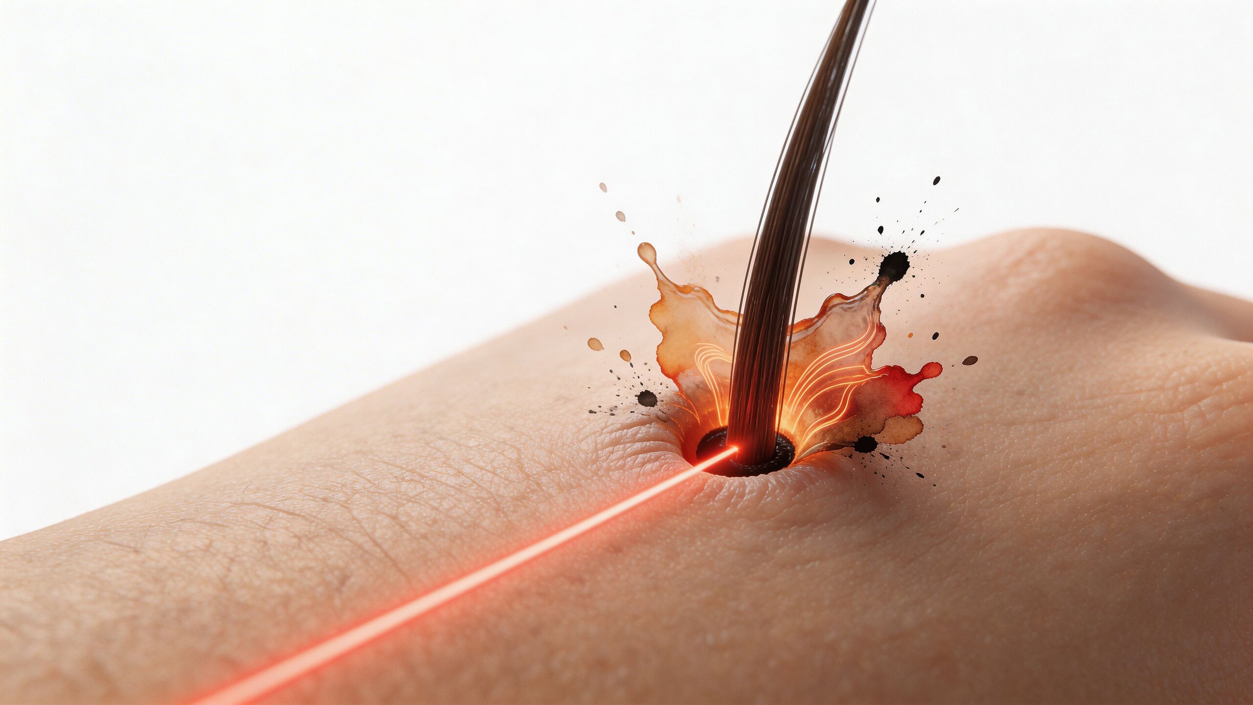 Close-up of laser hair removal device targeting skin for permanent hair reduction.