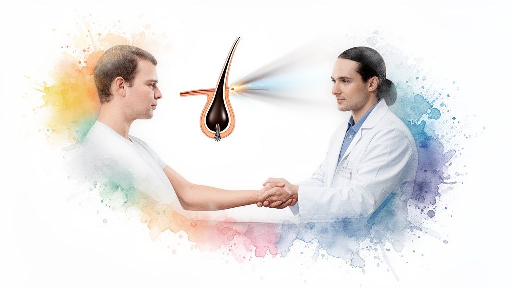 Professional consultation for laser hair removal treatment.