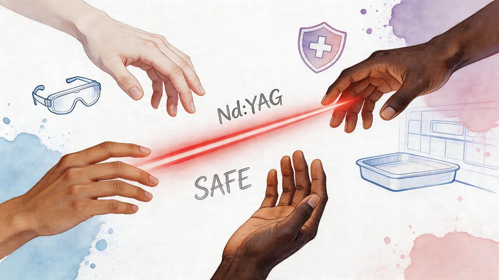 Nd YAG laser treatment demonstrating safety and effectiveness in aesthetic procedures.