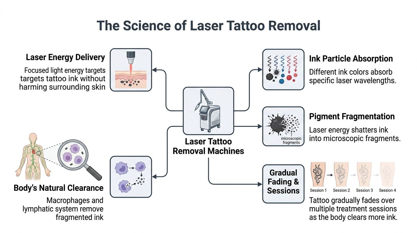Máquina de remoção de tatuagens a laser para uma remoção eficaz da tinta.