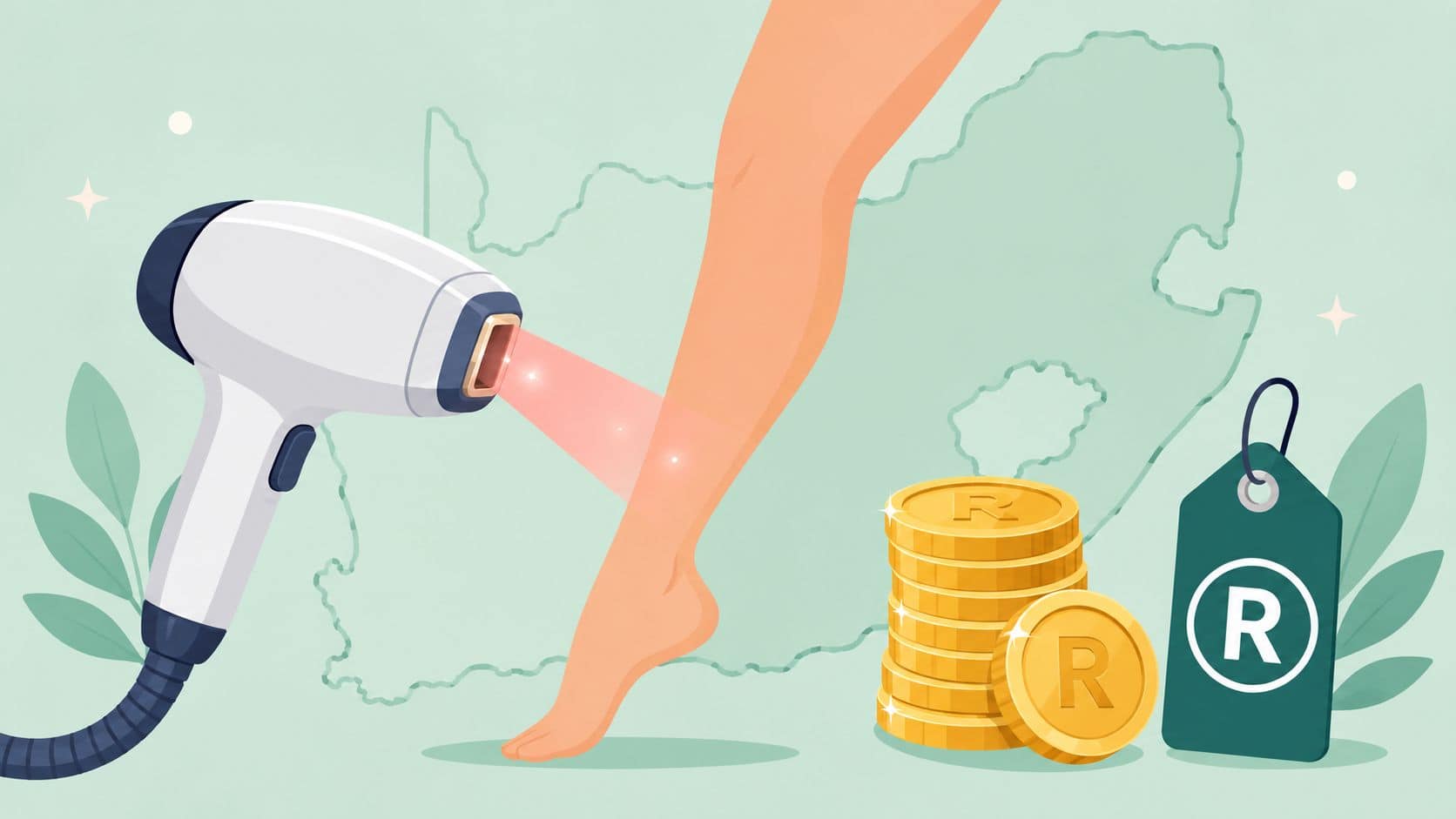 Laser hair removal device targeting a person's leg for smooth skin.