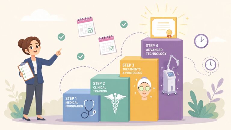 Illustration of four-step laser treatment process at Omega Lasers.