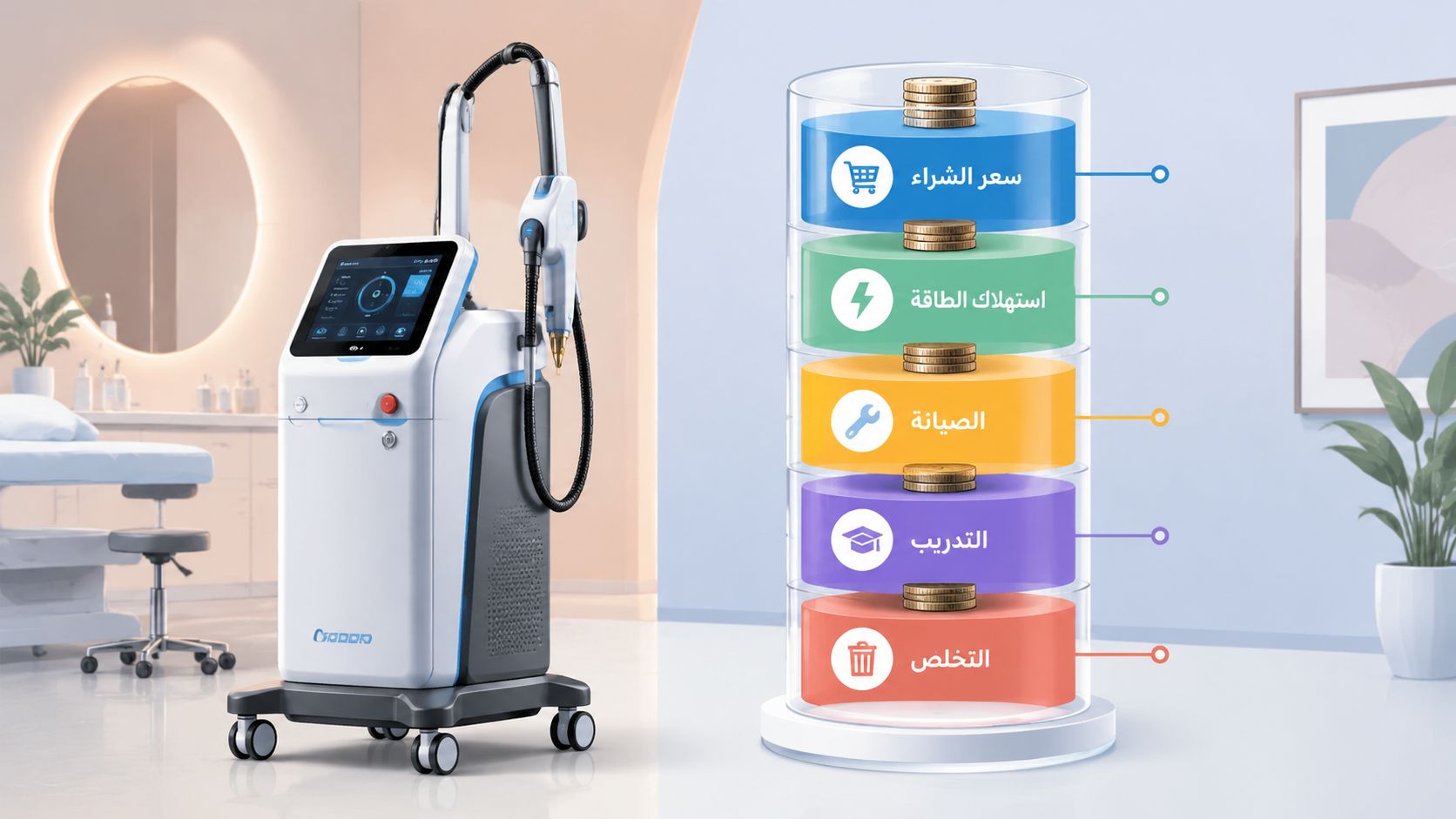Modern laser device for skin treatments at Omega Lasers clinic.