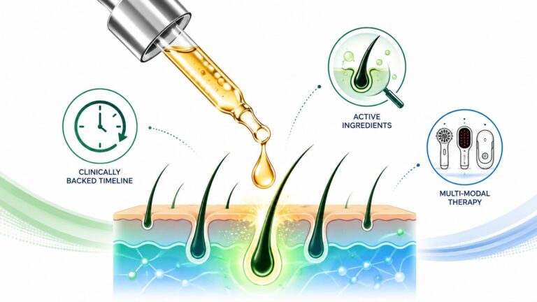 Illustration of laser hair removal with active ingredients and therapy.