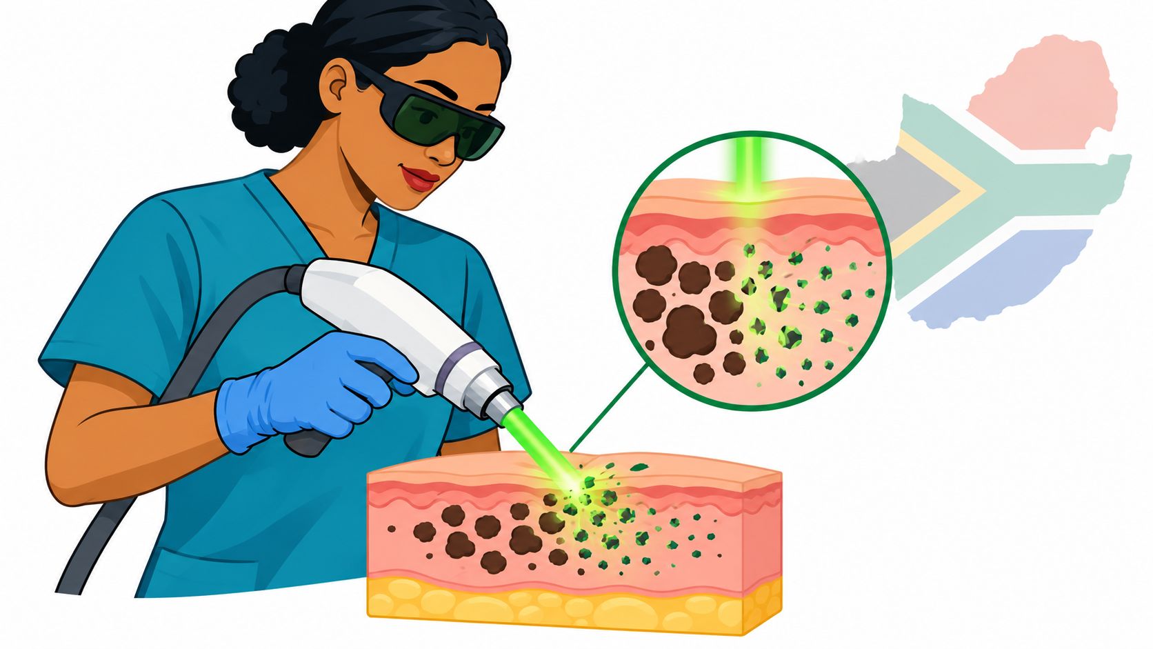 Skilled technician performing laser skin treatment on patient.
