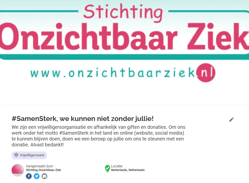 Crowdfunding voor Onzichtbaar Ziek