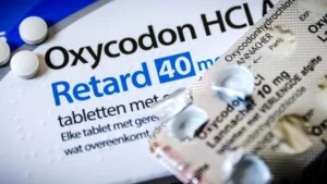 Oxycodon HCl Retard 40 mg tabletten en verpakking, medicatie voor pijnverlichting.