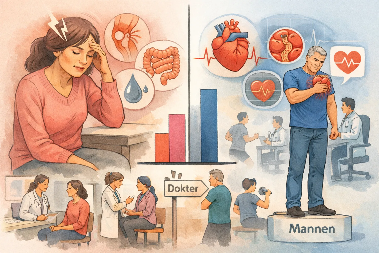 Vrouwen kampen vaker met gezondheidsproblemen dan mannen