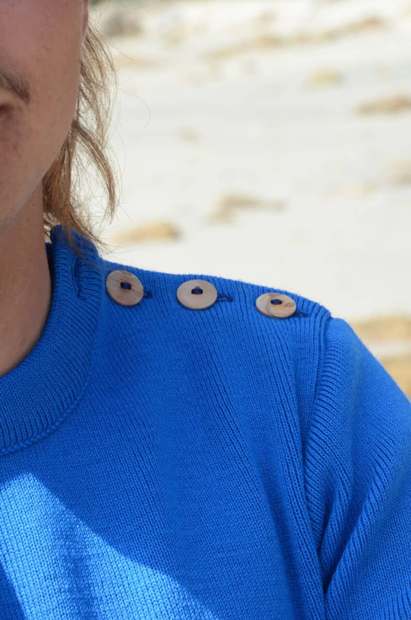 Pull marin homme bleu electric – JOHN – Fabriqué en France – Bicolore bleu electric & bleu marine – Image 4