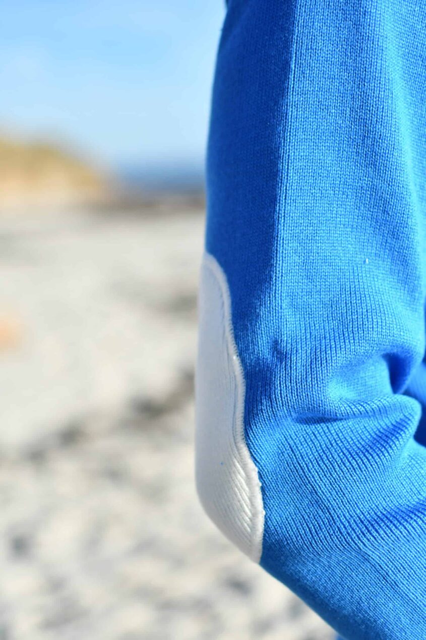 Pull marin homme bleu – SEOUL – Fabriqué en France – Coudes blancs – Image 5