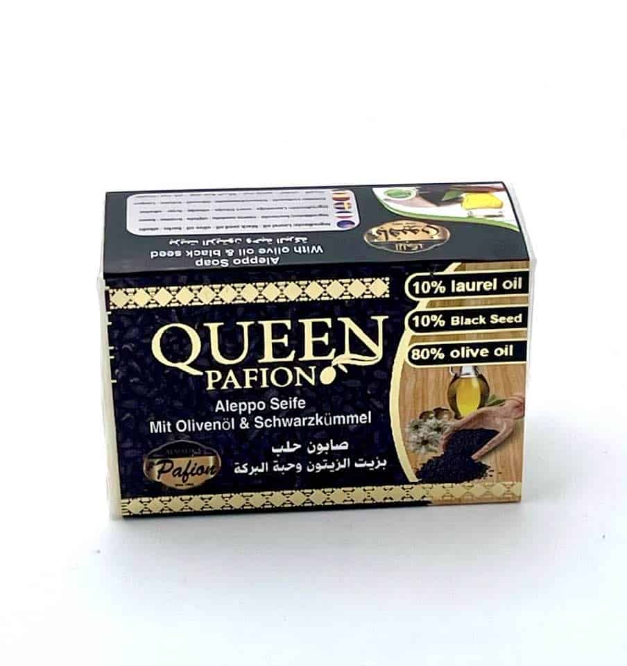 Alepposeife Premium aus kaltgepresstem Olivenöl (1.Pressung) und 10% Schwarzkümmelöl, (Hergestellt im Kaltpressverfahren)(3,93€/100g)