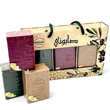 Angebot -20%: Sabouni Deluxe Alepposeifen-Geschenkbox mit 3 verschiedenen Duft-Seifen (3,00€/100g)