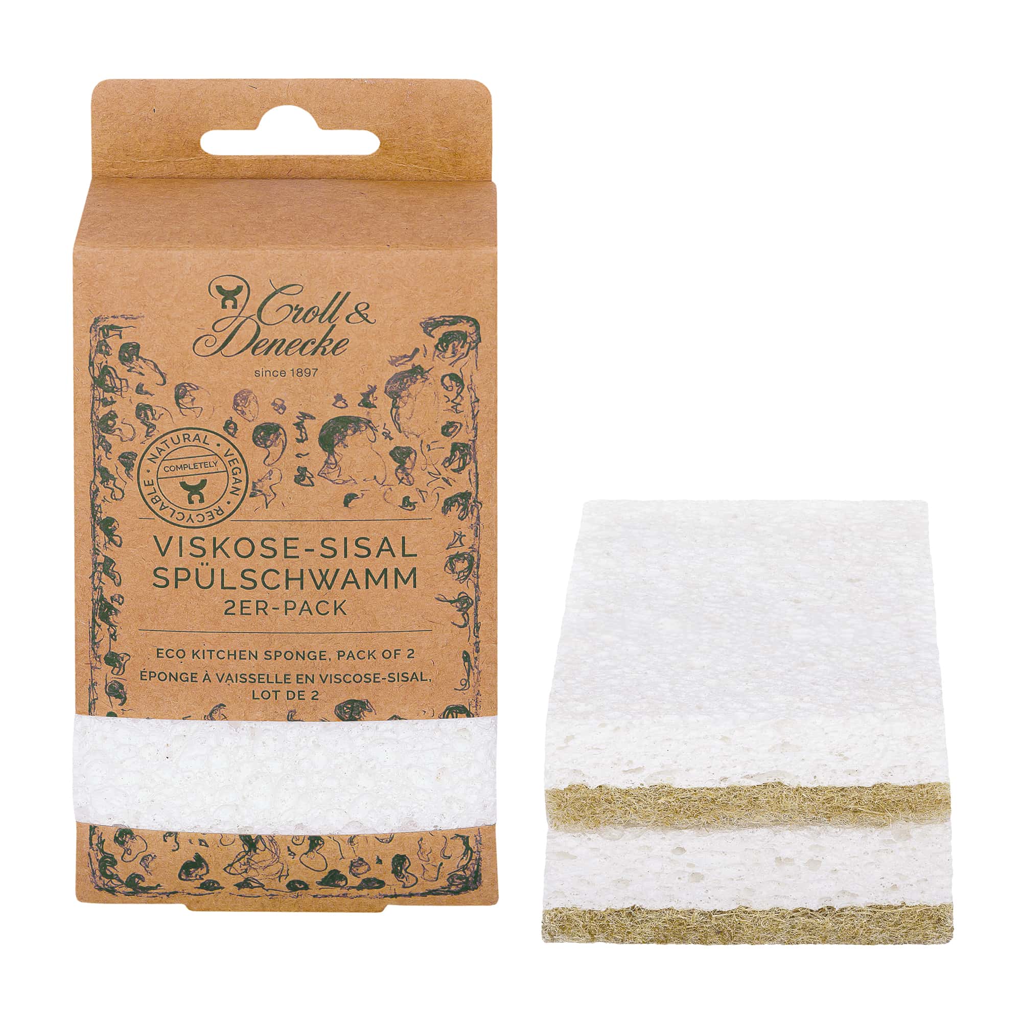 Viskose-Sisal Spülschwamm - 2er Packung