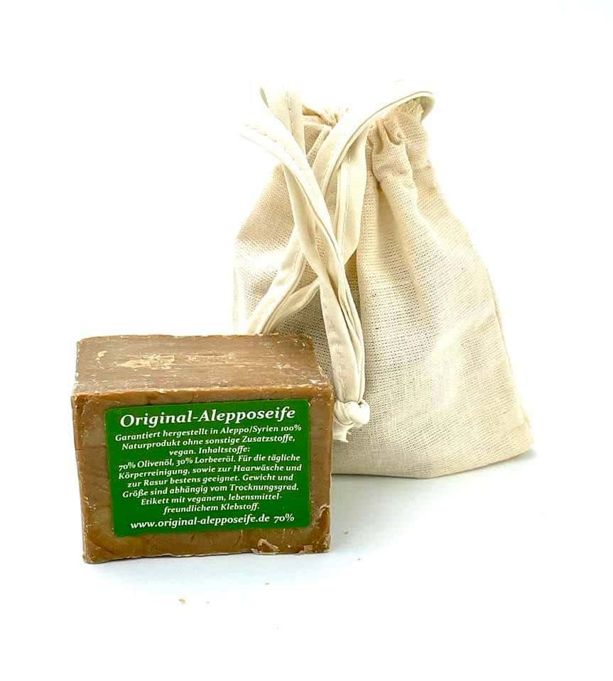 Alepposeife AJ15 85%Olivenöl/15%Lorbeeröl,  Reifezeit 6 Jahre ca. 200g im Geschenksäckchen