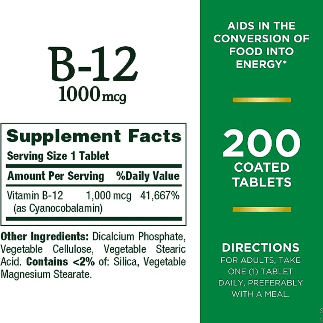 Nature's Bounty Vitamin B12 1000mcg - 200 Count